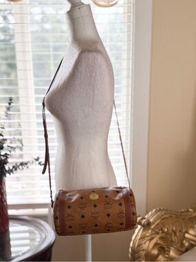 MCM Brown and Tan Crossbody Cylinder Bag (Pre Own)